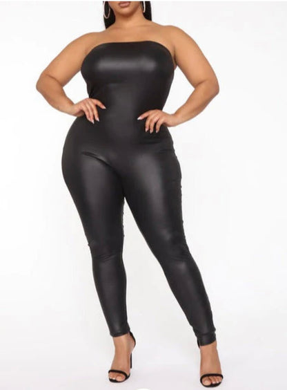 Tube Vegan Leather Jumpsuit - Arianna's Kloset