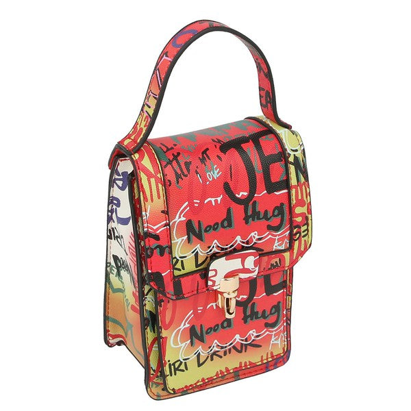 Multi Graffiti Top Flap Crossbody Bag Phone Purse - Arianna's Kloset
