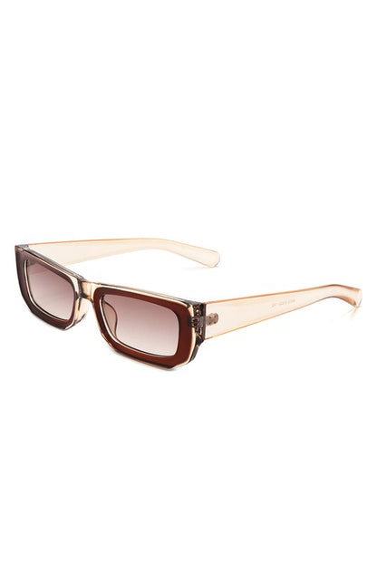 Rectangle Narrow Flat Top Tinted Slim Sunglasses - Arianna's Kloset