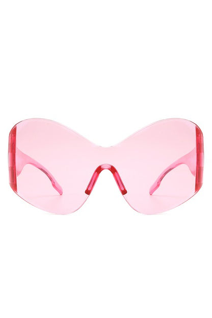 Fashion Rimless Oversized Wraparound Sunglasses - Arianna's Kloset