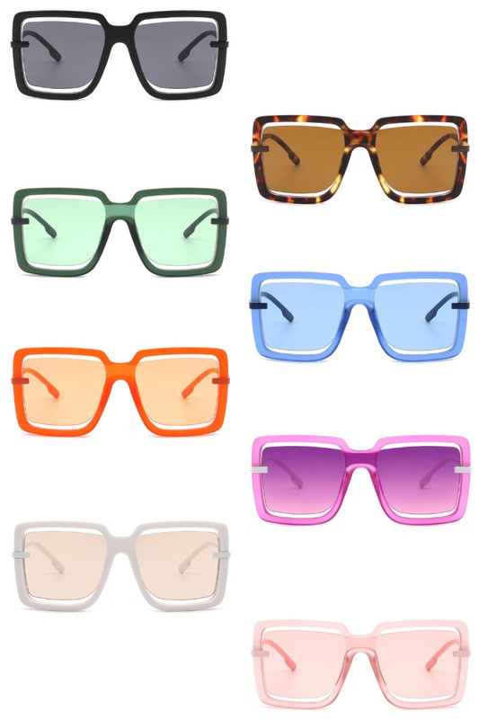 Oversize Square Large Cut-Out Fashion Sunglasses - Arianna's Kloset