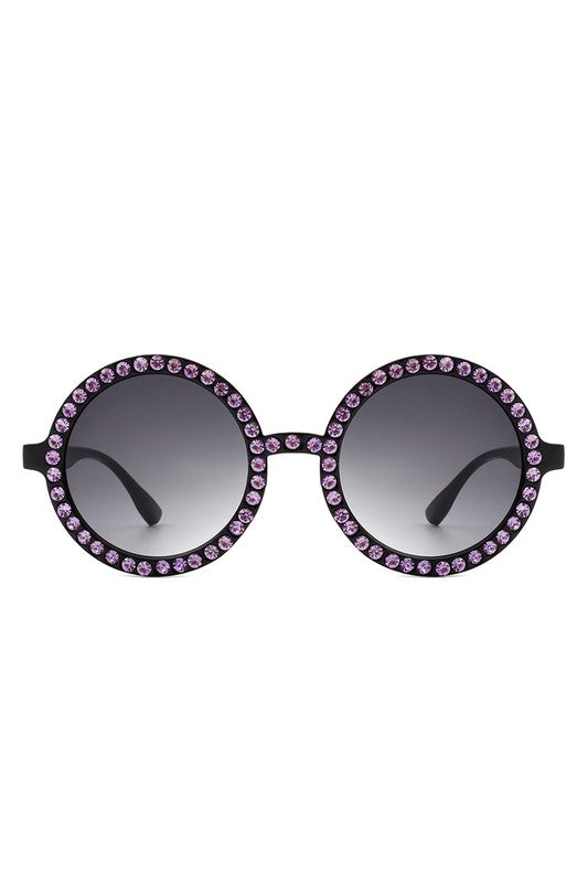 Round Fashion Rhinestone Women Sunglasses - Arianna's Kloset