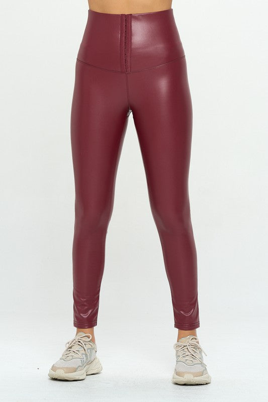 High Waist PU Leather Corset Cincher  Pants - Arianna's Kloset