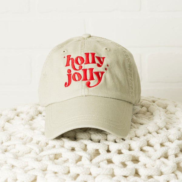 Embroidered Whimsical Holly Jolly Stars Canvas Hat - Arianna's Kloset
