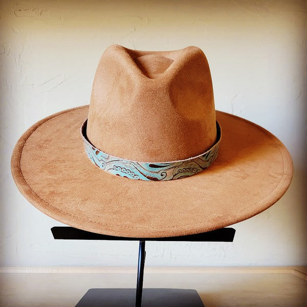 Napolis Turq Brown Embossed Leather Hat BanOnly - Arianna's Kloset