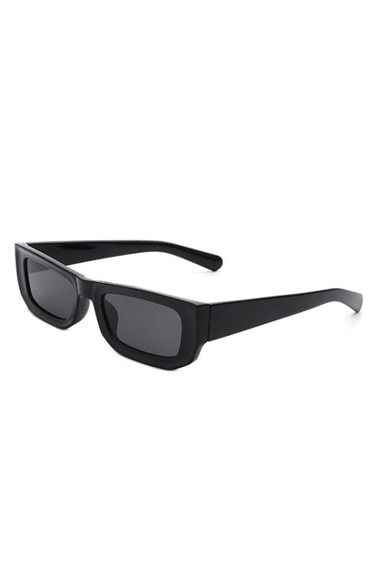 Rectangle Narrow Flat Top Tinted Slim Sunglasses