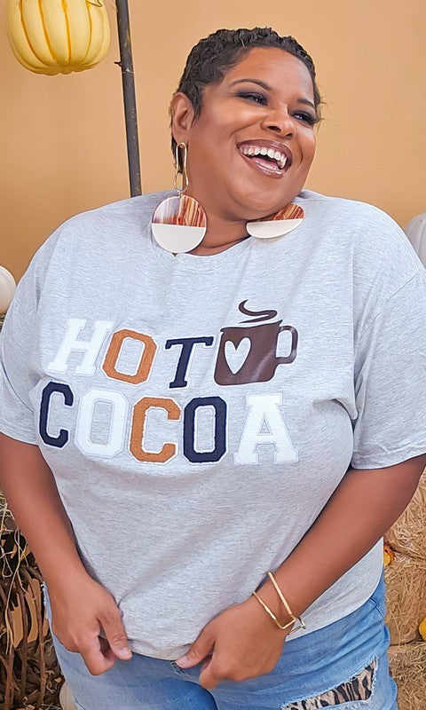 Hot Cocoa Graphic T-Shirt Soft Ideal Chenille - Arianna's Kloset