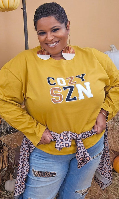 Cozy SZN Graphic BF LS T-Shirt Soft Ideal Chenille