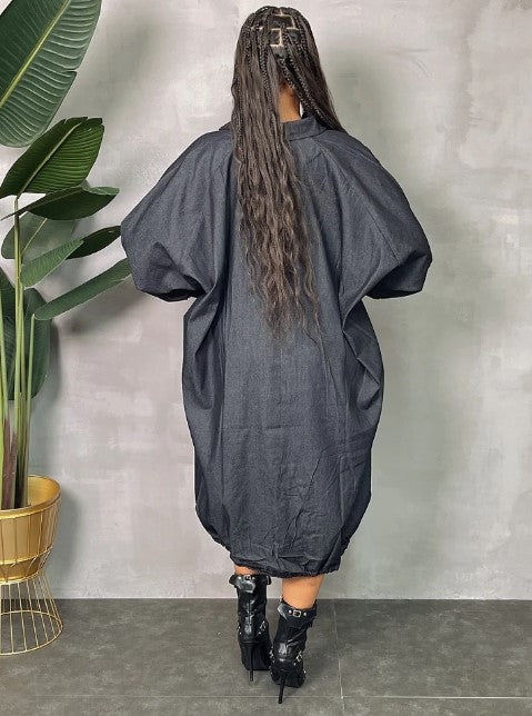 Oversize Shirt Dress Black Denim - Arianna's Kloset