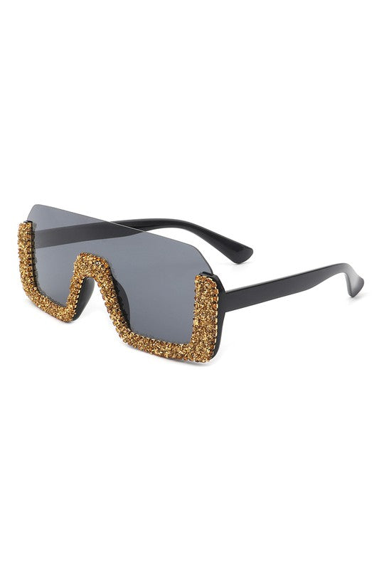 Square Half Frame Oversize Fashion Sunglasses - Arianna's Kloset