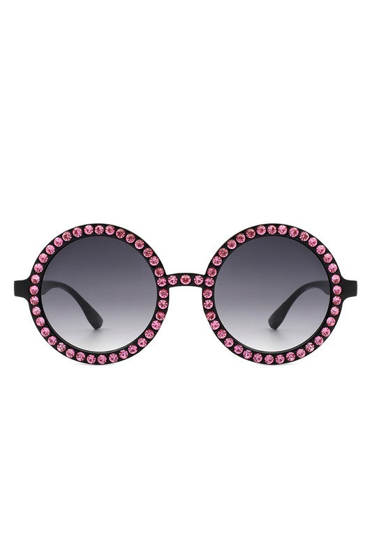 Round Fashion Rhinestone Women Sunglasses - Arianna's Kloset