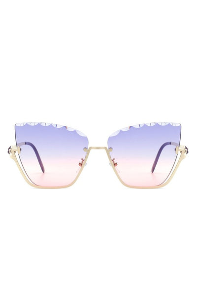 Half Frame Square Tinted Cat Eye Sunglasses - Arianna's Kloset