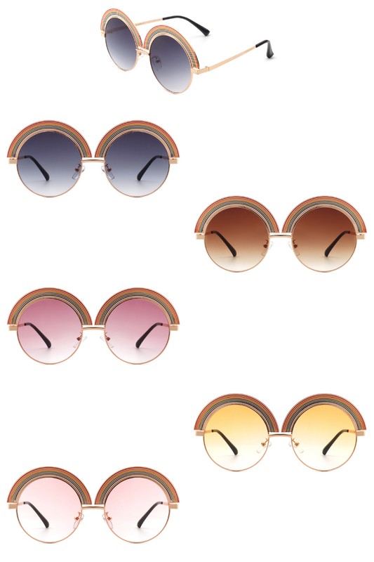 Women Round Irregular Rainbow Fashion Sunglasses - Arianna's Kloset