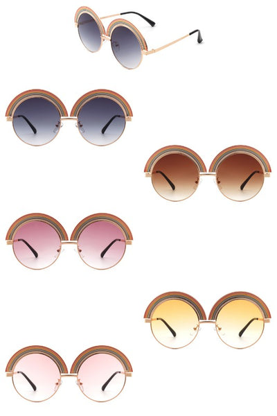 Women Round Irregular Rainbow Fashion Sunglasses - Arianna's Kloset