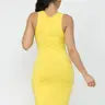 Yellow Cotton Spandex  Tank Bodycon Midi Dress - Arianna's Kloset