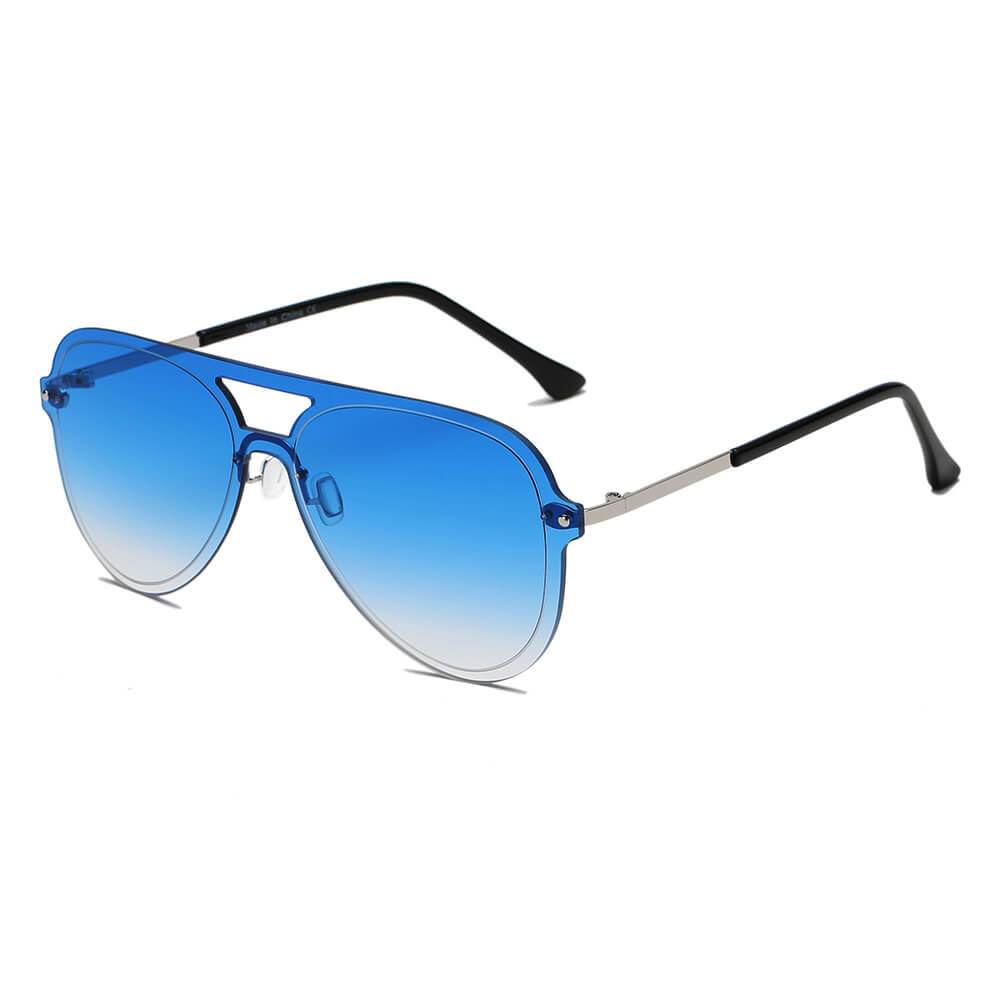 BELFAST | S2065 - Unisex Flat Single Lens Aviator Fashion Sunglasses - Arianna's Kloset